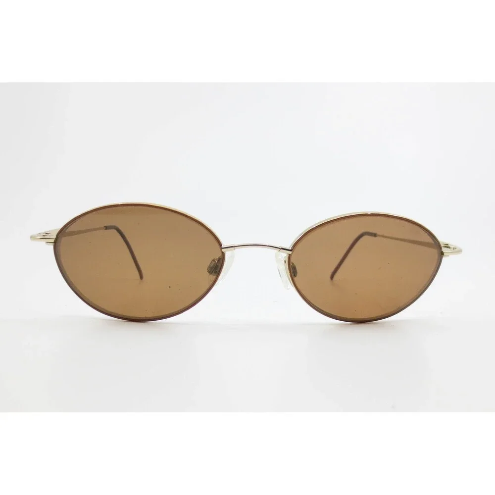 Flexon by Marchon 812 Gold Oval Sunglasses Brown Lens 50-18-140 Cashmere Brown